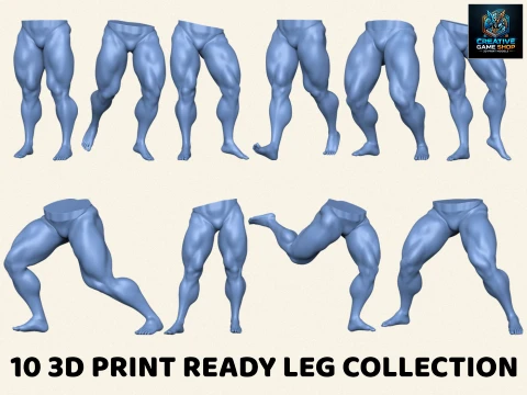 Collection de poses de jambes d'homme muscl&eacute; Modèles 3D en vedette