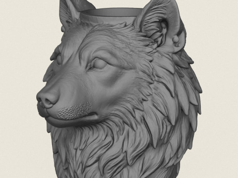 Vaso con testa di lupo Modello di stampa 3D