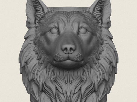 Wolf Head Vase Print Ready Model Cetak 3D