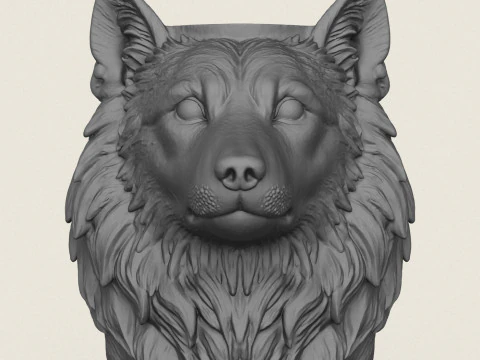 Wolf Head Vase 3D Print Model