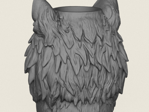 Wolf Head Vase Print Ready Model Cetak 3D