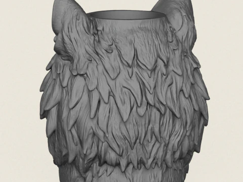 Wolf Head Vase 3D Print Model