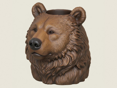 Vaso Cabeça de Urso Modelo de Impressão 3D