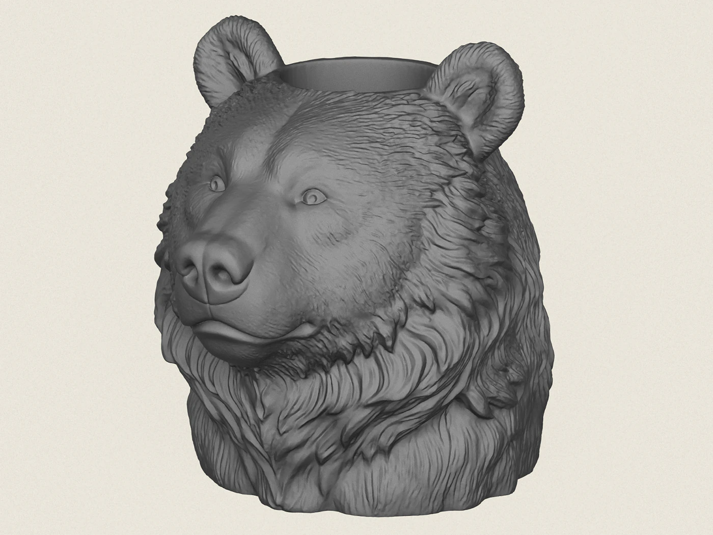 Bear Head Vase 3D Print Model .c4d .max .obj .3ds .fbx .stl .blend 