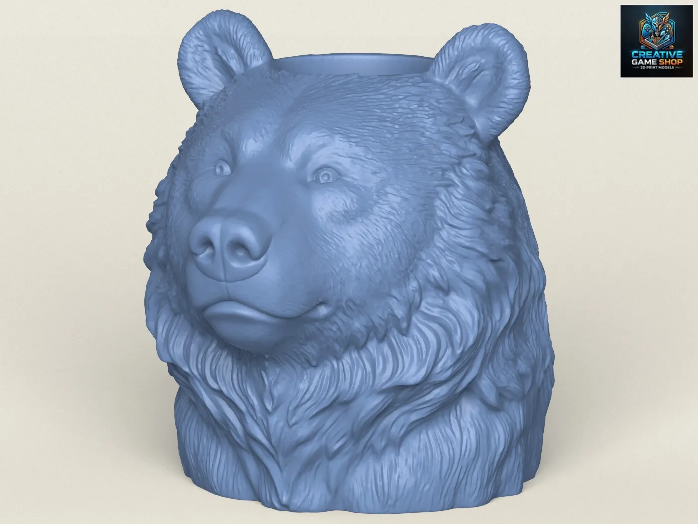 Bear Head Vase 3D Print Model .c4d .max .obj .3ds .fbx .stl .blend
