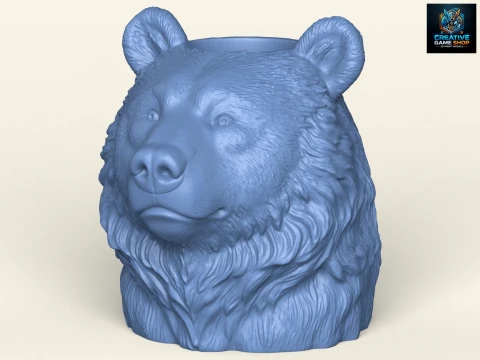 Ваза з головою ведмедя 3D Принт Модель