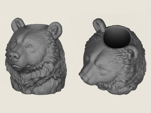 Bear Head Vase Print Ready 3D Принт Модель