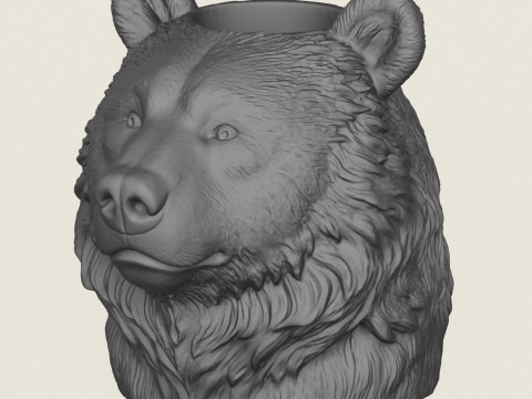 Bear Head Vase Print Ready 3D Print Model