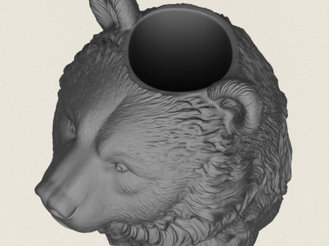 Bear Head Vase Print Ready 3D Print Model