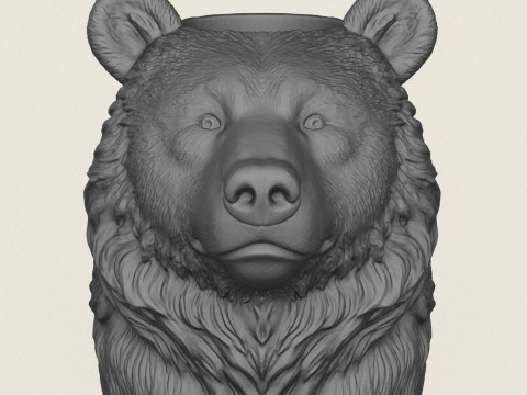 Bear Head Vase Print Ready 3D Print Model