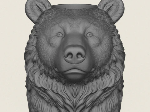 Bear Head Vase 3D Print Model