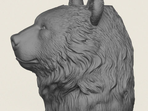 Bear Head Vase 3D Print Model