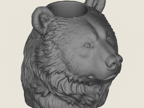 Bear Head Vase Print Ready 3D Print Model
