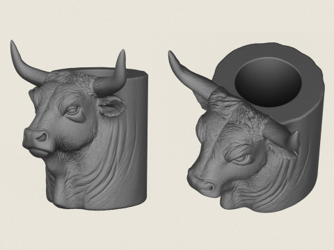 Indian Bull Head Pot Print Ready 3Dプリントモデル