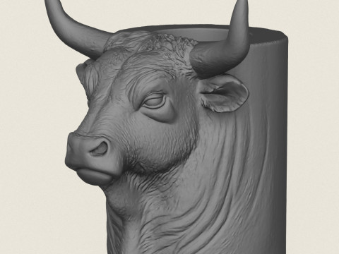 Indian Bull Head Pot Print Ready 3D 打印模型