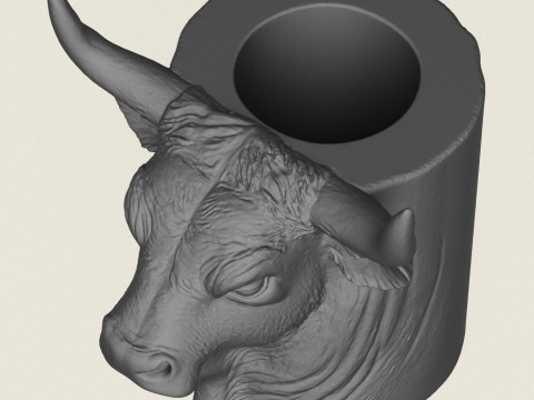 Indian Bull Head Pot Print Ready 3D 打印模型