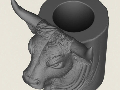 Indian Bull Head Pot 3D Print Model