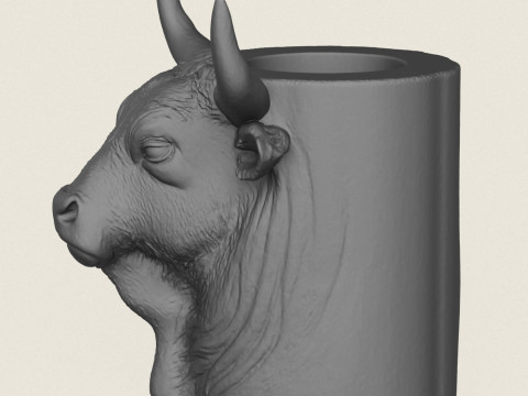 Indian Bull Head Pot Print Ready 3D 打印模型
