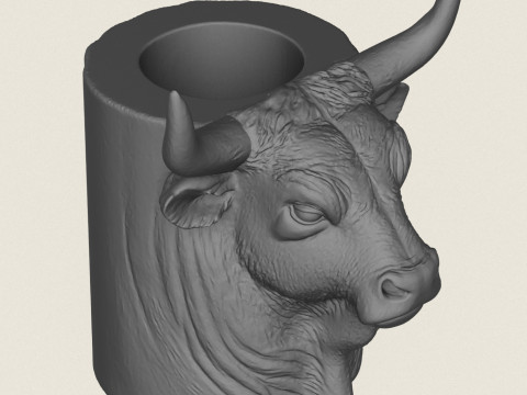 Indian Bull Head Pot Print Ready 3D 打印模型
