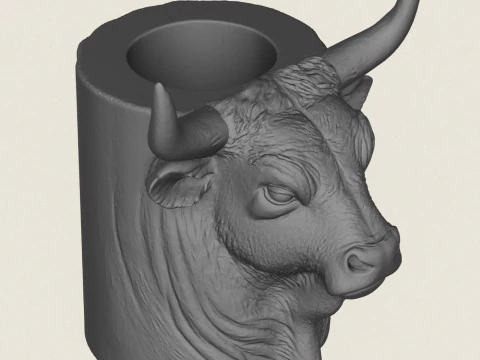 Indian Bull Head Pot 3D Print Model