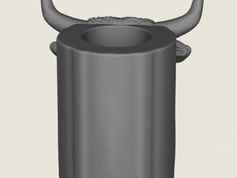 Indian Bull Head Pot Print Ready 3D 打印模型