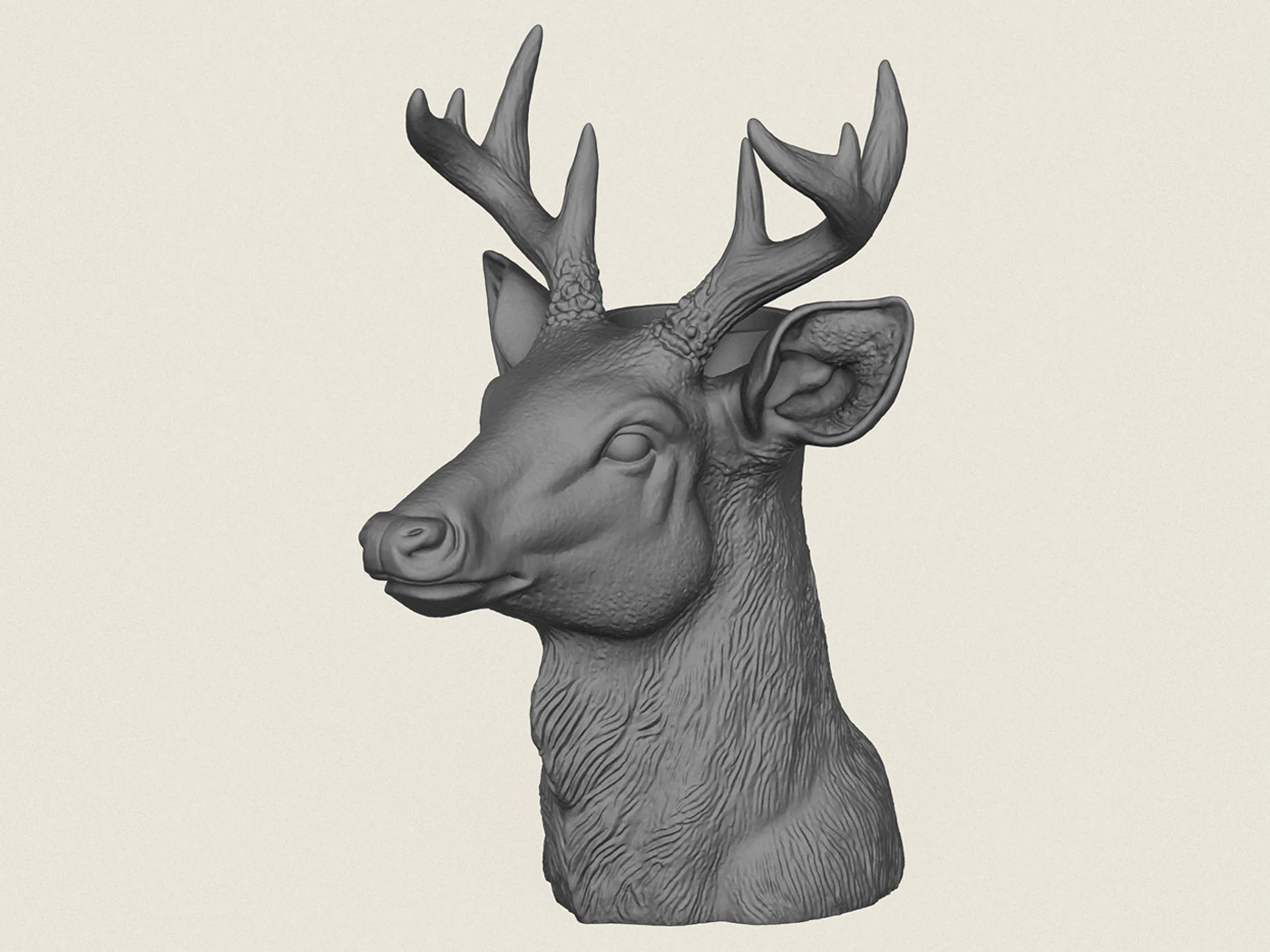 Deer Head Vase 3D Print Model .c4d .max .obj .3ds .fbx .stl .blend 