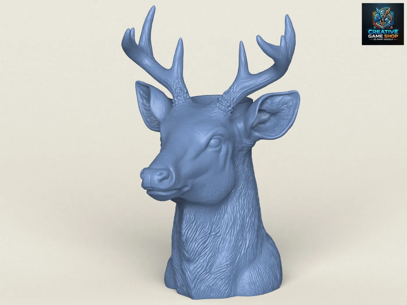 Deer Head Vase 3D Print Model .c4d .max .obj .3ds .fbx .stl .blend 