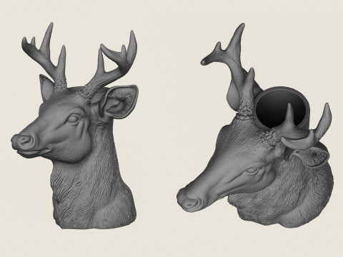 Deer Head Vase Print Ready 3D Druckmodell