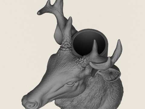 Deer Head Vase Print Ready Model Cetak 3D