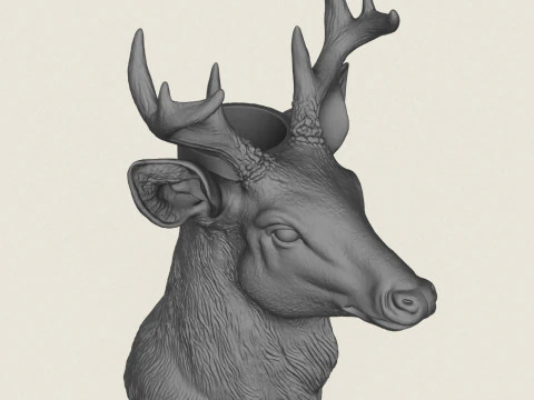 Deer Head Vase 3D Print Model