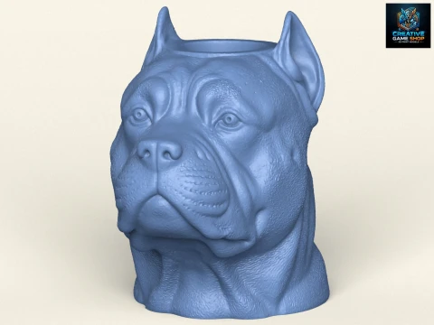 Ваза з обличчям собаки пітбуля 3D Принт Модель