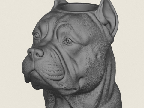 Pit Bull Dog Face Vase Print Ready Modelo de Impressão 3D