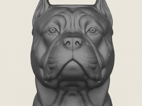 Pit Bull Dog Face Vase Print Ready Modelo de Impressão 3D