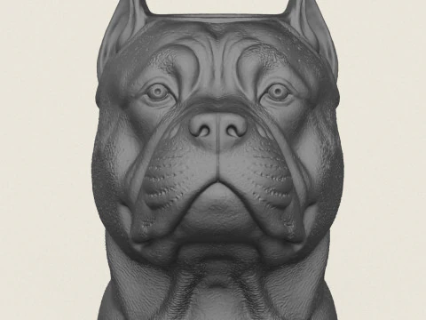 Pit Bull Dog Face Vase 3D Print Model