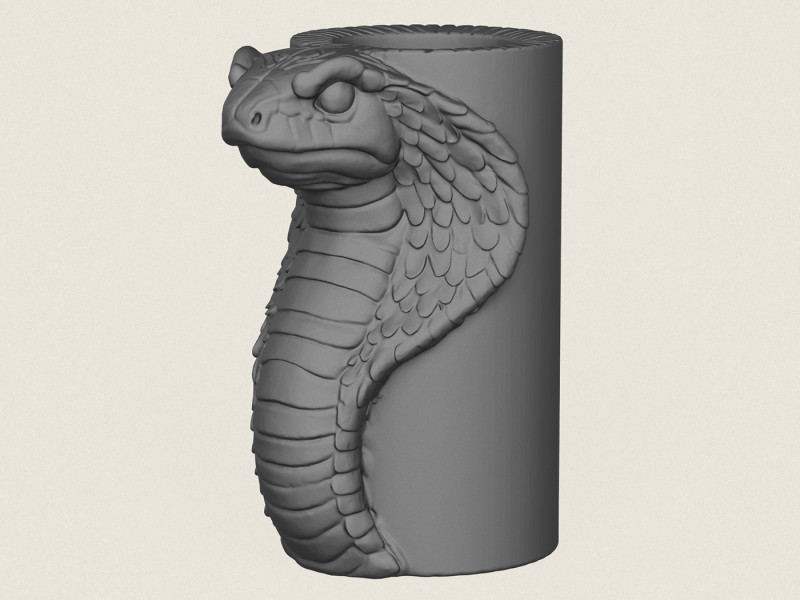 Wazon z głową węża kobry Model do druku 3D .c4d .max .obj .3ds .fbx .stl .blend 
