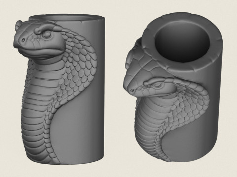 Cobra Snake Head Vase Print Ready 3D 打印模型