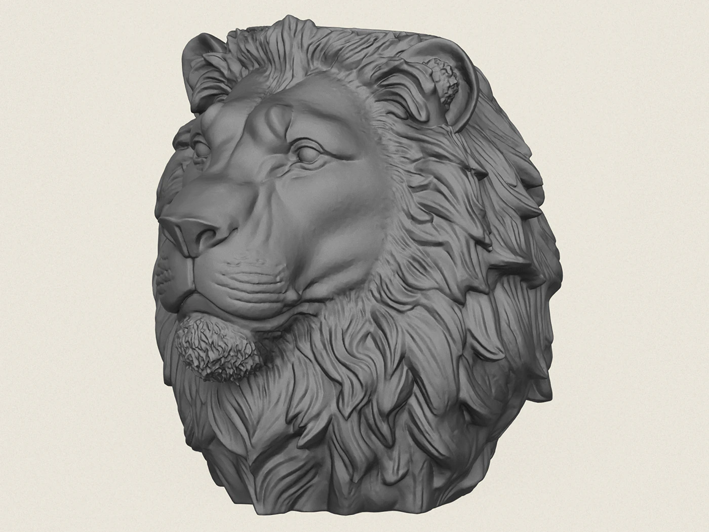 Lion Head Vase 3D Print Model .c4d .max .obj .3ds .fbx .stl .blend 