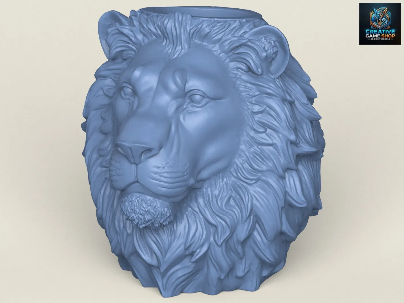 Lion Head Vase 3D Print Model .c4d .max .obj .3ds .fbx .stl .blend 