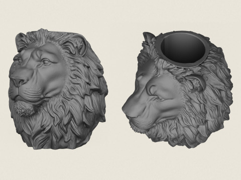 Lion Head Vase Print Ready 3D printmodel