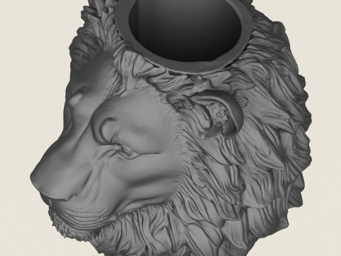 Lion Head Vase Print Ready 3D Print Model