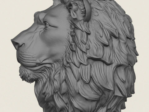 Lion Head Vase 3D Print Model