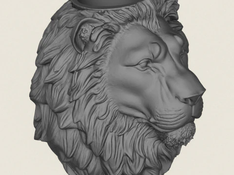 Lion Head Vase 3D Print Model