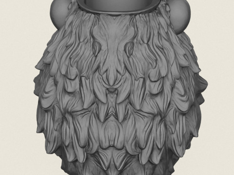Lion Head Vase Print Ready 3D Print Model