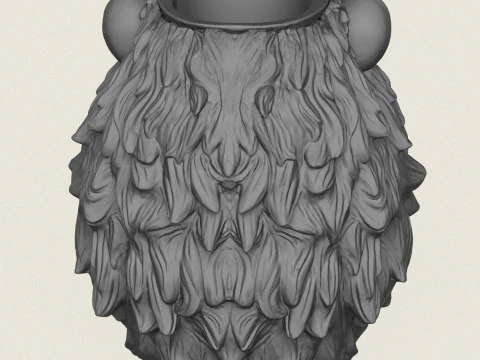 Lion Head Vase 3D Print Model