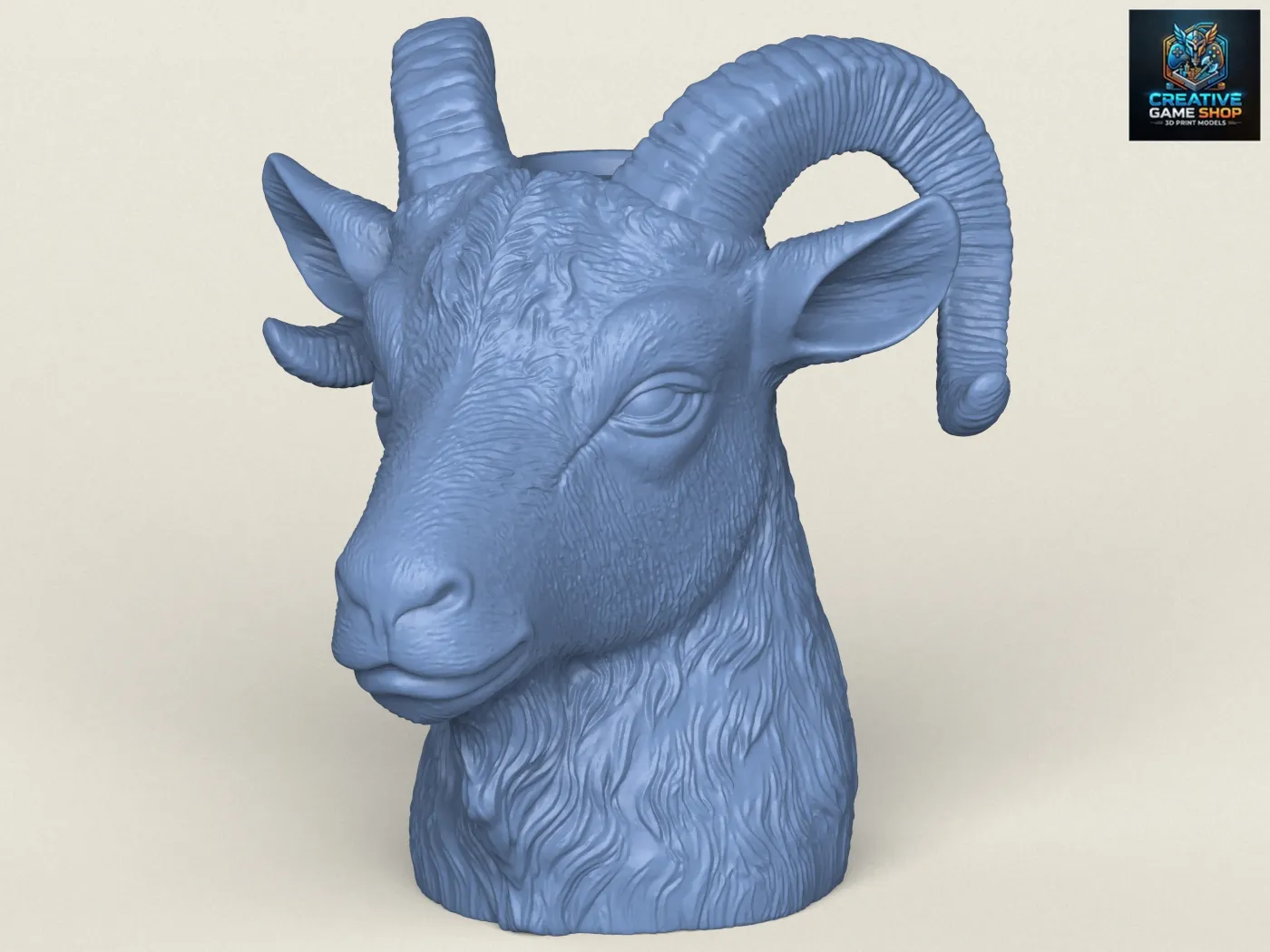 Goat Head Vase 3D Print Model .c4d .max .obj .3ds .fbx .stl .blend
