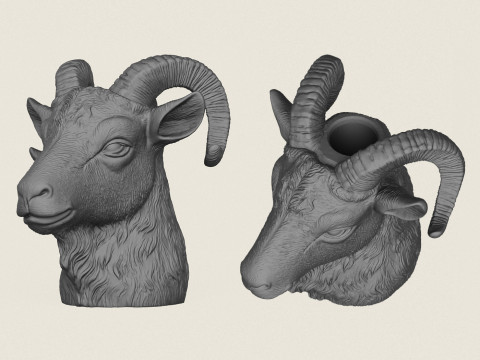 Goat Head Vase Print Ready 3D printmodel