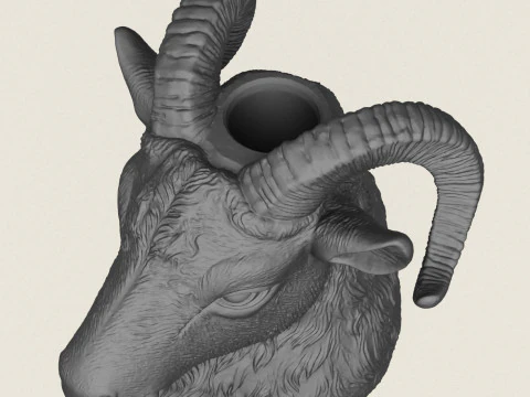 Goat Head Vase 3D Print Model