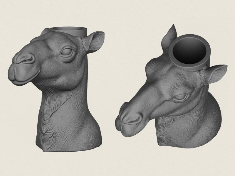Camel Face Vase Print Ready 3D 프린트 모델 .c4d .max .obj .3ds .fbx .stl .blend