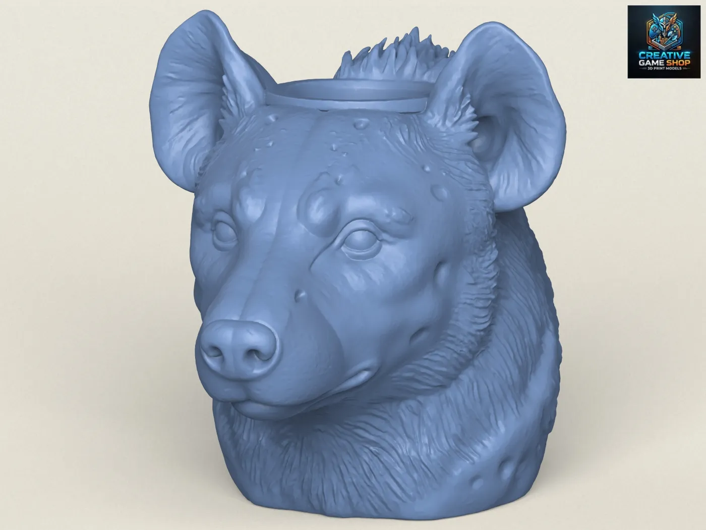 Hyena Face Vase 3D Print Model .c4d .max .obj .3ds .fbx .stl .blend 