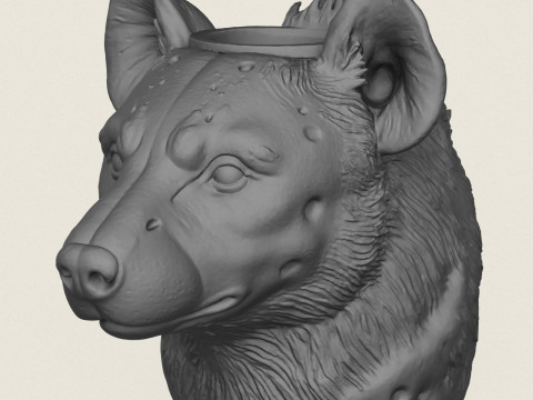Hyena Face Vase Print Ready 3D Baskı Modeli